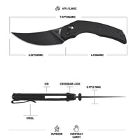 CJRB Nanner Front Flipper Crossbar lock Knife Black G10 Handle (3.23'' Black PVD Coating AR-RPM9 Blade) J1955-BBK