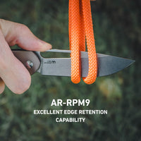 CJRB Droma Liner Lock Thumb Hole Knife Inlay Aluminum And G10 Inlay Handle (3.33'' Stone Wash AR-RPM9 Blade) J1963-BK