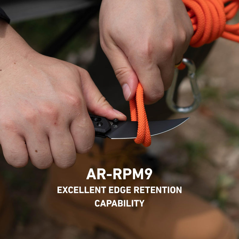 CJRB Nanner Front Flipper Crossbar lock Knife Black G10 Handle (3.23'' Black PVD Coating AR-RPM9 Blade) J1955-BBK