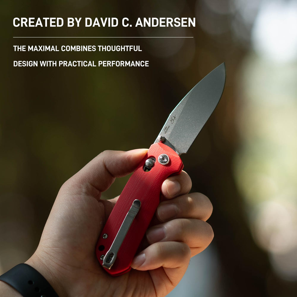 CJRB Maximal Crossbar Lock Knife Red G10 Handle (2.95'' Stone Wash AR-RPM9 Blade) J1954-RE