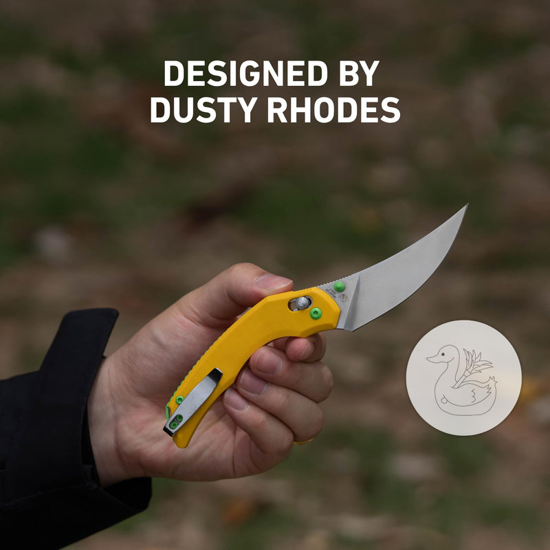 CJRB Nanner Front Flipper Crossbar lock Knife Yellow G10 Handle (3.23'' Sand Polish AR-RPM9 Blade) J1955-YE