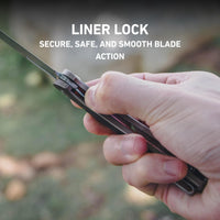 CJRB Droma Liner Lock Thumb Hole Knife Inlay Aluminum And G10 Inlay Handle (3.33'' Stone Wash AR-RPM9 Blade) J1963-BK