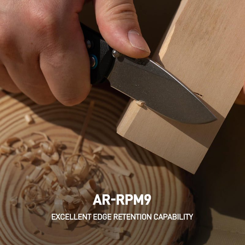 CJRB Maximal Crossbar Lock Knife Black G10 Handle (2.95'' Stone Wash AR-RPM9 Blade) J1954-BK