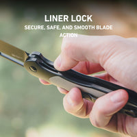 CJRB Droma Liner Lock Thumb Hole Knife Inlay Aluminum And G10 Inlay Handle (3.33'' Black PVD Coating AR-RPM9 Blade) J1963-BDK