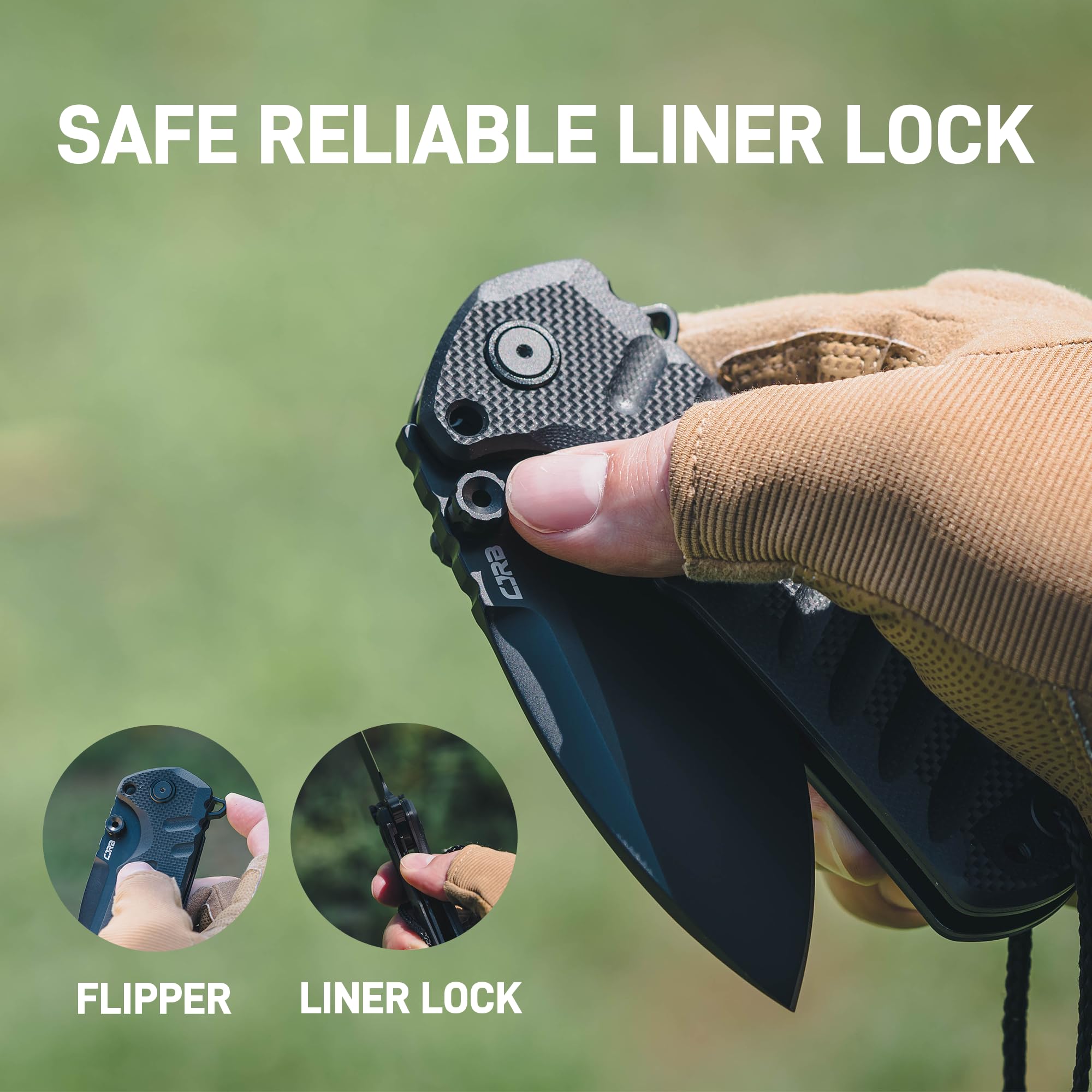 CJRB Tundra Liner Lock Knife Smooth Black G10 Handle (3.7