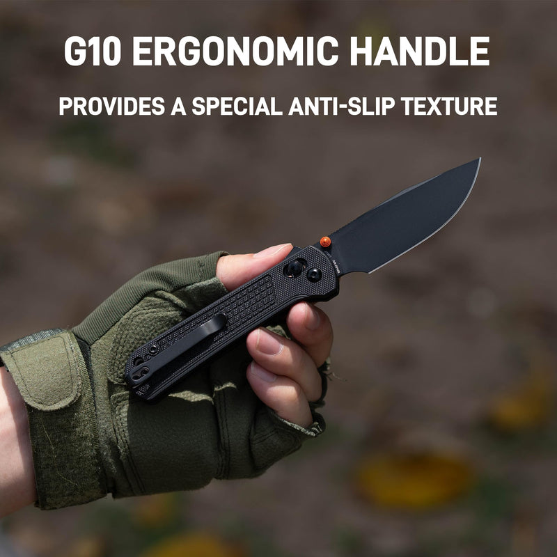 CJRB Bolt Thumbs Stud Recoil Lock Knife Black G10 Handle (3.25'' Black PVD Coating AR-RPM9 Blade) J1960-BBK