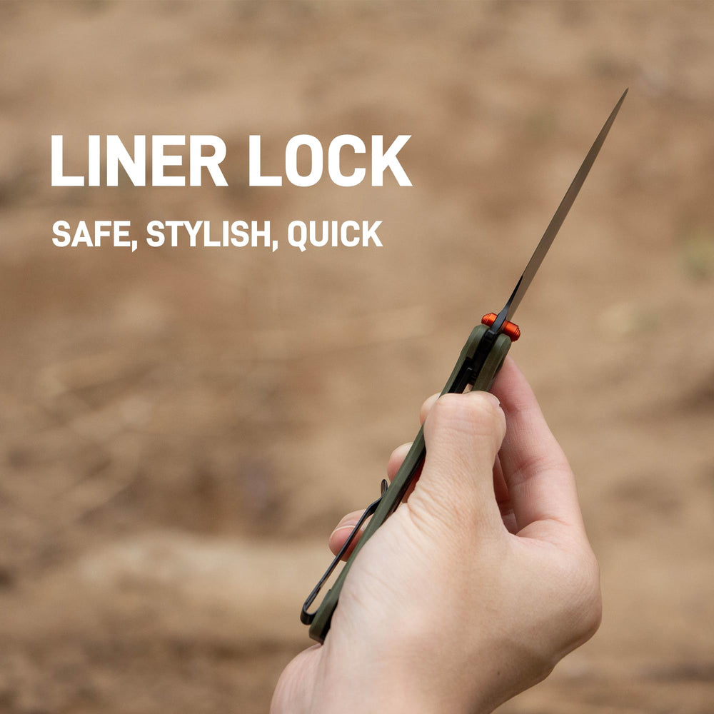 ArtisanCutlery Tradition V2 Liner Lock Knife Green G10 Handle (3.58'' Black PVD Coating AR-RPM9 Blade) 1702M-BGN