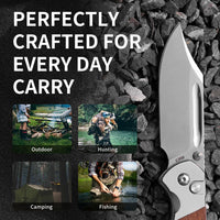 CJRB Bowie Pyrite J1942 AR-RPM9 Steel Blade Sand Polish Wood Handle Folding Knives Rosewood