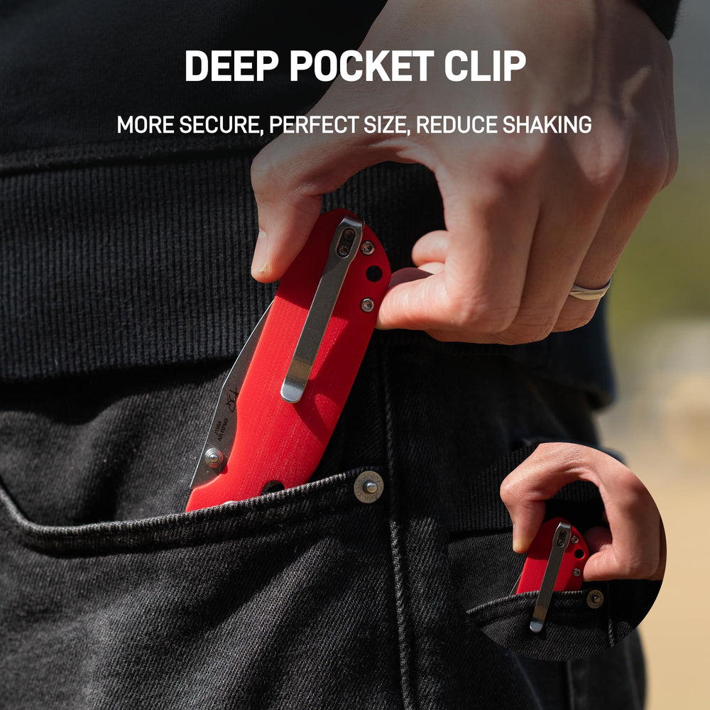 CJRB Maximal Crossbar Lock Knife Red G10 Handle (2.95'' Stone Wash AR-RPM9 Blade) J1954-RE