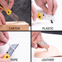 CJRB Boxer Button Lock Knife Yellow G10 Handle (2.3'' Stone Wash Steel Blade) J1967-LM, with 10 pcs blades