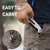 CJRB Large Pyrite-Light Button Lock with safety switch Knife White FRN Handle (3.7'' Black PVD Coating AR-RPM9 Blade) J1945L-BGY