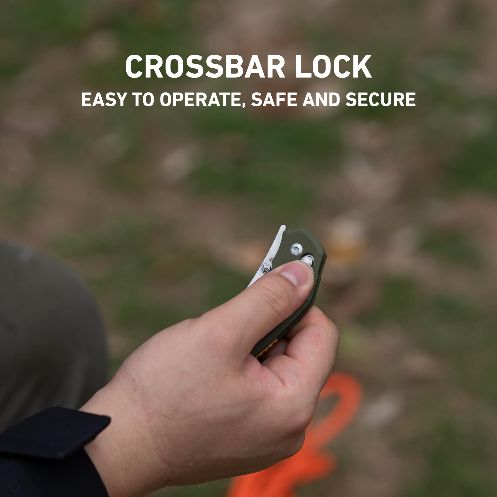 CJRB Nanner Front Flipper Crossbar lock Knife Green G10 Handle (3.23'' Stone Polish AR-RPM9 Blade) J1955-GN