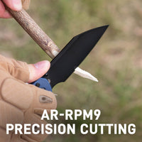 CJRB Large Pyrite-Light Button Lock with safety switch Knife Blue FRN Handle (3.7'' Black PVD Coating AR-RPM9 Blade) J1945L-BBU