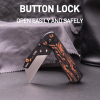 CJRB Boxer Button Lock Knife Black G10 Handle (2.3'' Stone Wash Steel Blade) J1967-BBK, with 10 pcs blades