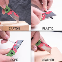 CJRB Boxer Button Lock Knife Green G10 Handle (2.3'' Stone Wash Steel Blade) J1967-WM, with 10 pcs blades