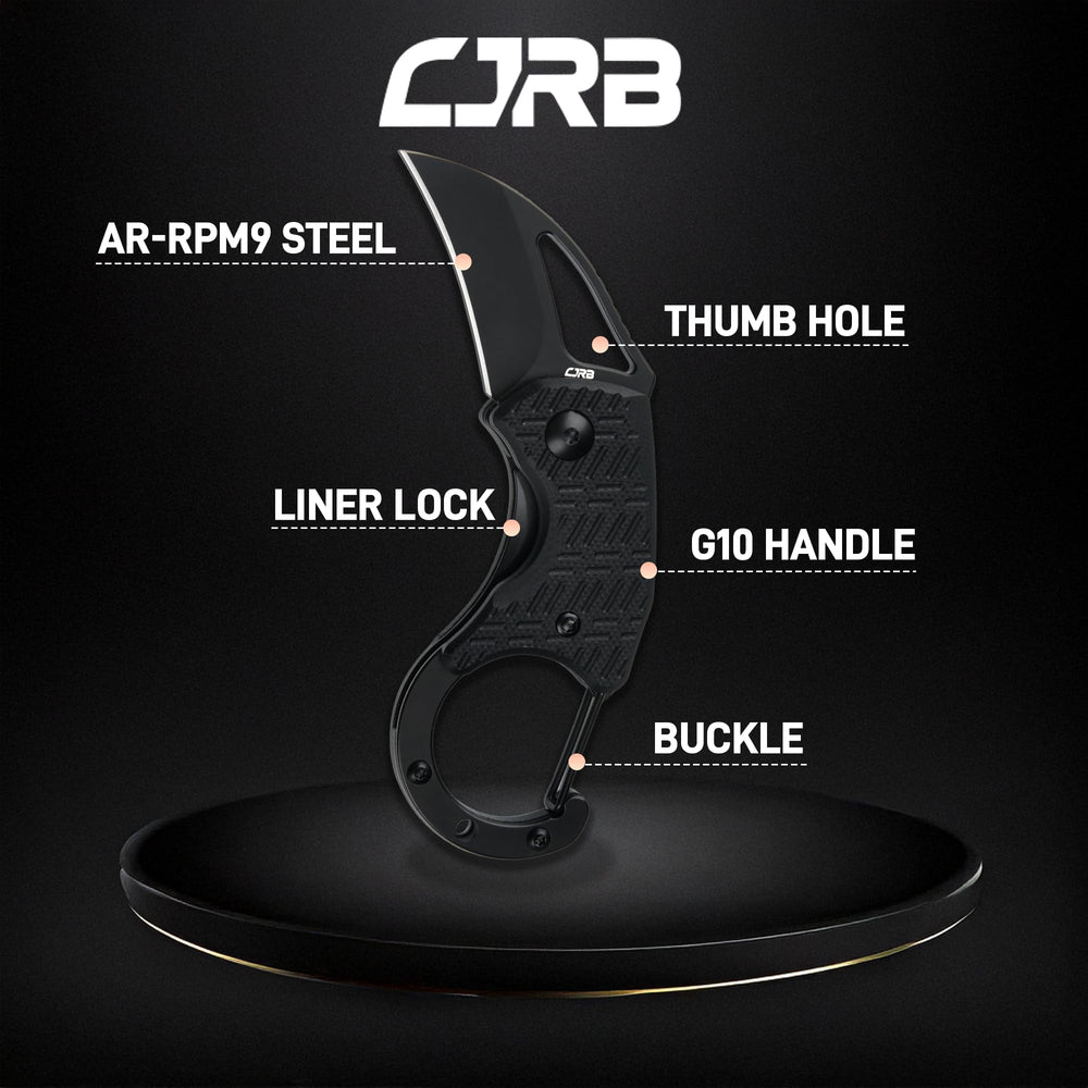 CJRB Anansi J1964 AR-RPM9 Steel Blade G10 Handle Folding Knives Black G10 Handle/Black PVD Finish