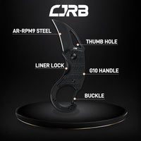 CJRB Anansi J1964 AR-RPM9 Steel Blade G10 Handle Folding Knives Black G10 Handle/Black PVD Finish