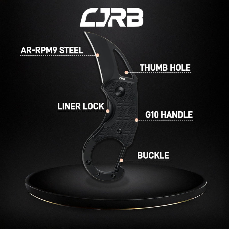 CJRB Anansi J1964 AR-RPM9 Steel Blade G10 Handle Folding Knives Black G10 Handle/Black PVD Finish