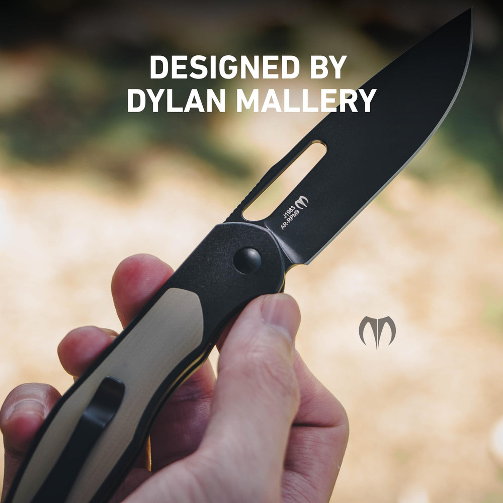 CJRB Droma Liner Lock Thumb Hole Knife Inlay Aluminum And G10 Inlay Handle (3.33'' Black PVD Coating AR-RPM9 Blade) J1963-BDK