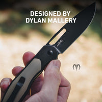 CJRB Droma Liner Lock Thumb Hole Knife Inlay Aluminum And G10 Inlay Handle (3.33'' Black PVD Coating AR-RPM9 Blade) J1963-BDK