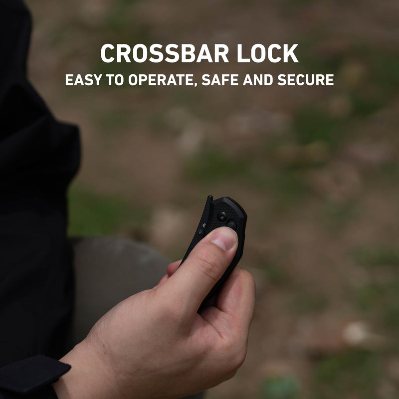 CJRB Nanner Front Flipper Crossbar lock Knife Black G10 Handle (3.23'' Black PVD Coating AR-RPM9 Blade) J1955-BBK