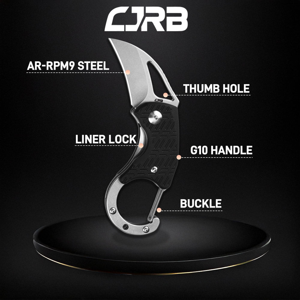 CJRB Anansi J1964 AR-RPM9 Steel Blade G10 Handle Folding Knives Black G10 Handle/Stone Wash Finish