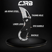 CJRB Anansi J1964 AR-RPM9 Steel Blade G10 Handle Folding Knives Black G10 Handle/Stone Wash Finish