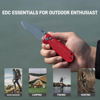 CJRB Maximal Crossbar Lock Knife Red G10 Handle (2.95'' Stone Wash AR-RPM9 Blade) J1954-RE