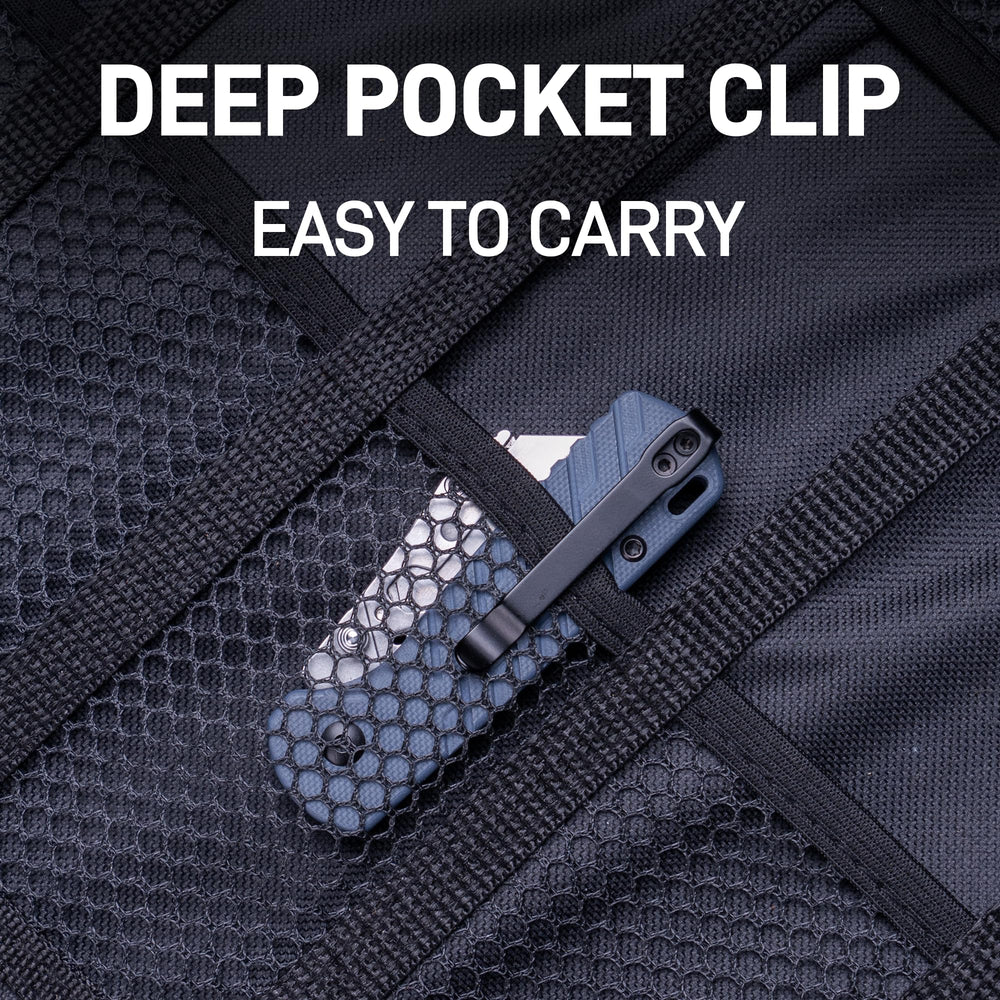 CJRB Boxer Button Lock Knife Blue G10 Handle (2.3'' Stone Wash Steel Blade) J1967-BU, with 10 pcs blades