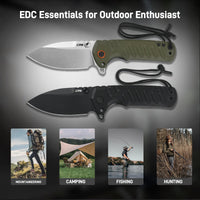 CJRB Tundra Liner Lock Flipper Knife Smooth Green G10 Handle (3.78'' Stone Wash D2 Blade) J1966-GN