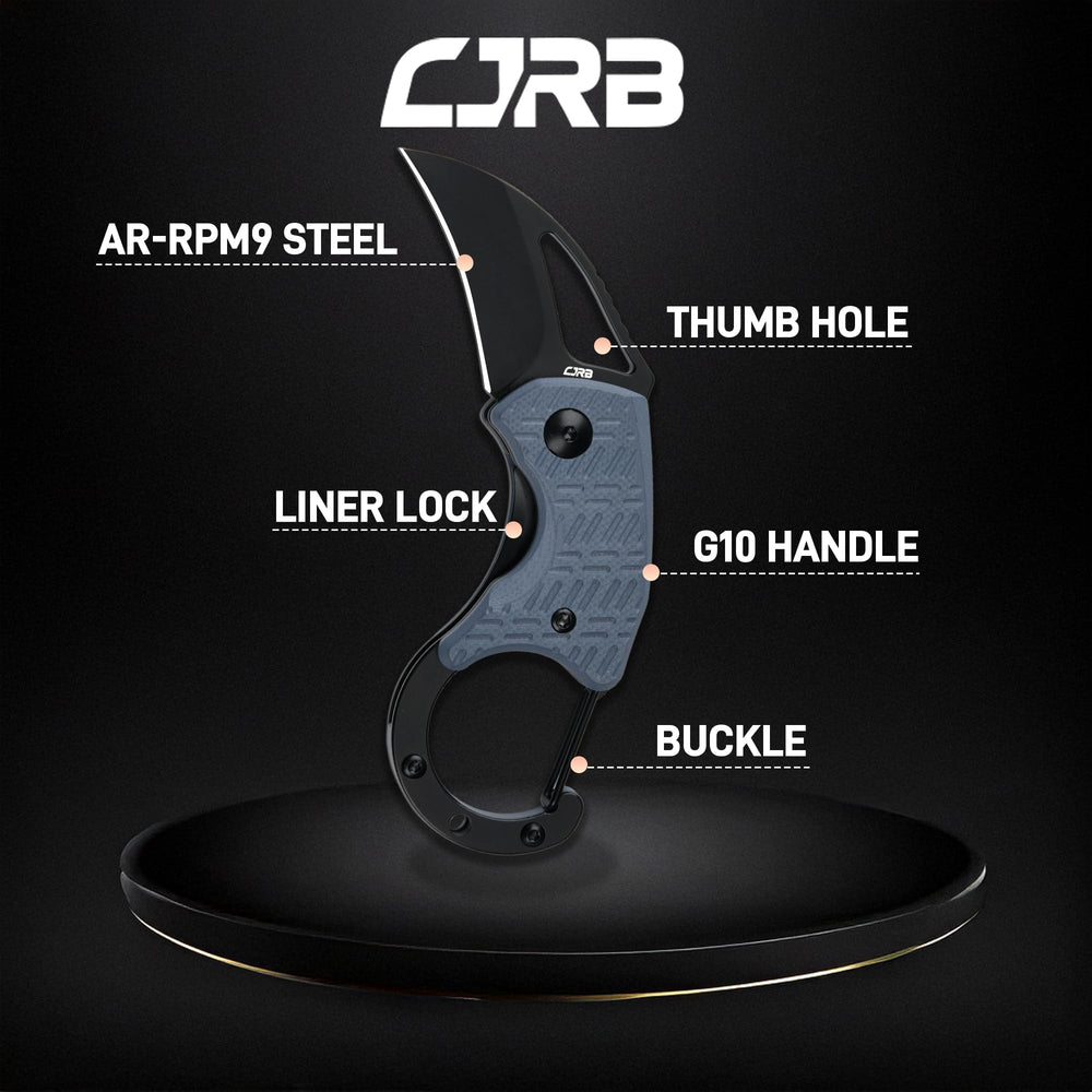 CJRB Anansi J1964 AR-RPM9 Steel Blade G10 Handle Folding Knives Blue G10 Handle/Black PVD Finish
