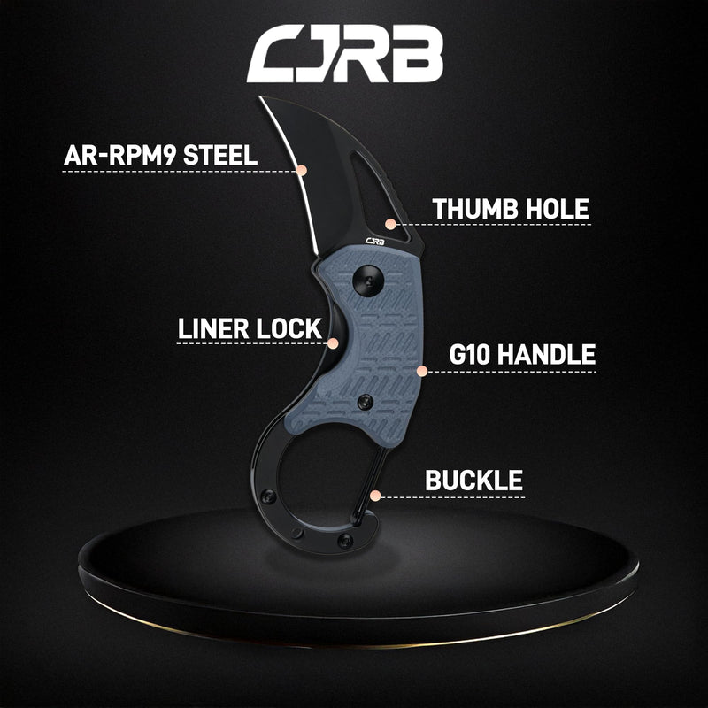 CJRB Anansi J1964 AR-RPM9 Steel Blade G10 Handle Folding Knives Blue G10 Handle/Black PVD Finish