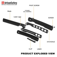 ArtisanCutlery Orthodox V2 Flipper & Liner Lock Knife Black G10 Handle (3.54'' Black PVD Coating AR-RPM9 Blade) 1883P-BBK