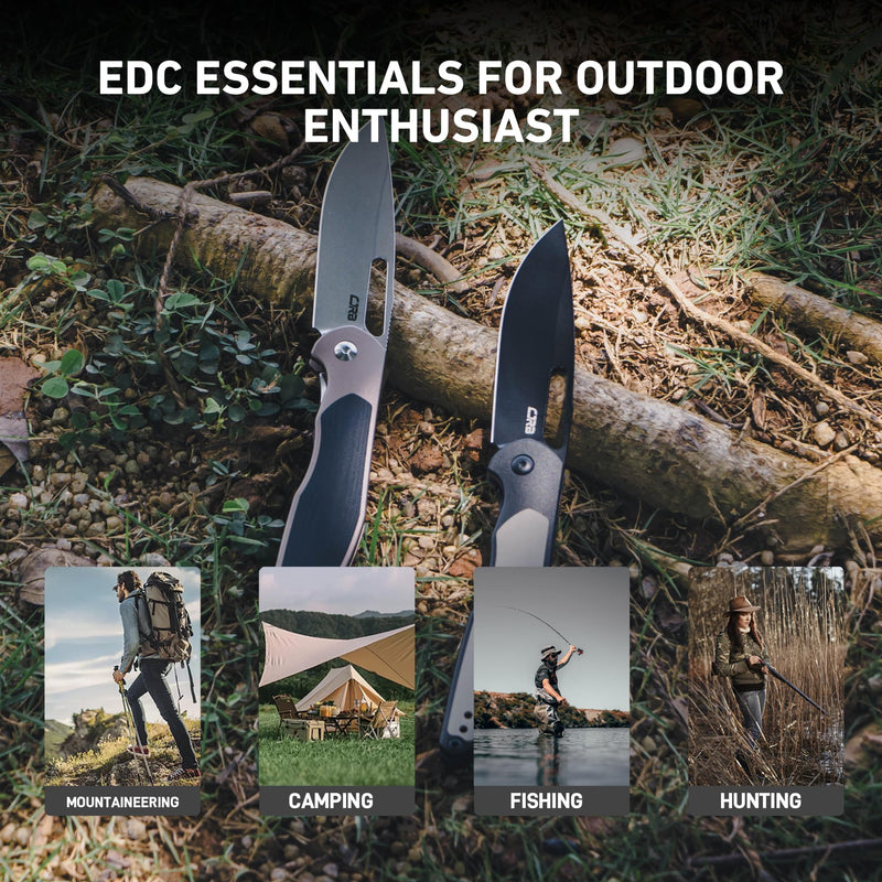 CJRB Droma Liner Lock Thumb Hole Knife Inlay Aluminum And G10 Inlay Handle (3.33'' Stone Wash AR-RPM9 Blade) J1963-BK