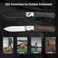 CJRB Glacier Button Lock Knife Smooth Steel + Wood Handle (3.54'' Sand polish AR-RPM9 Blade) J1961-WD