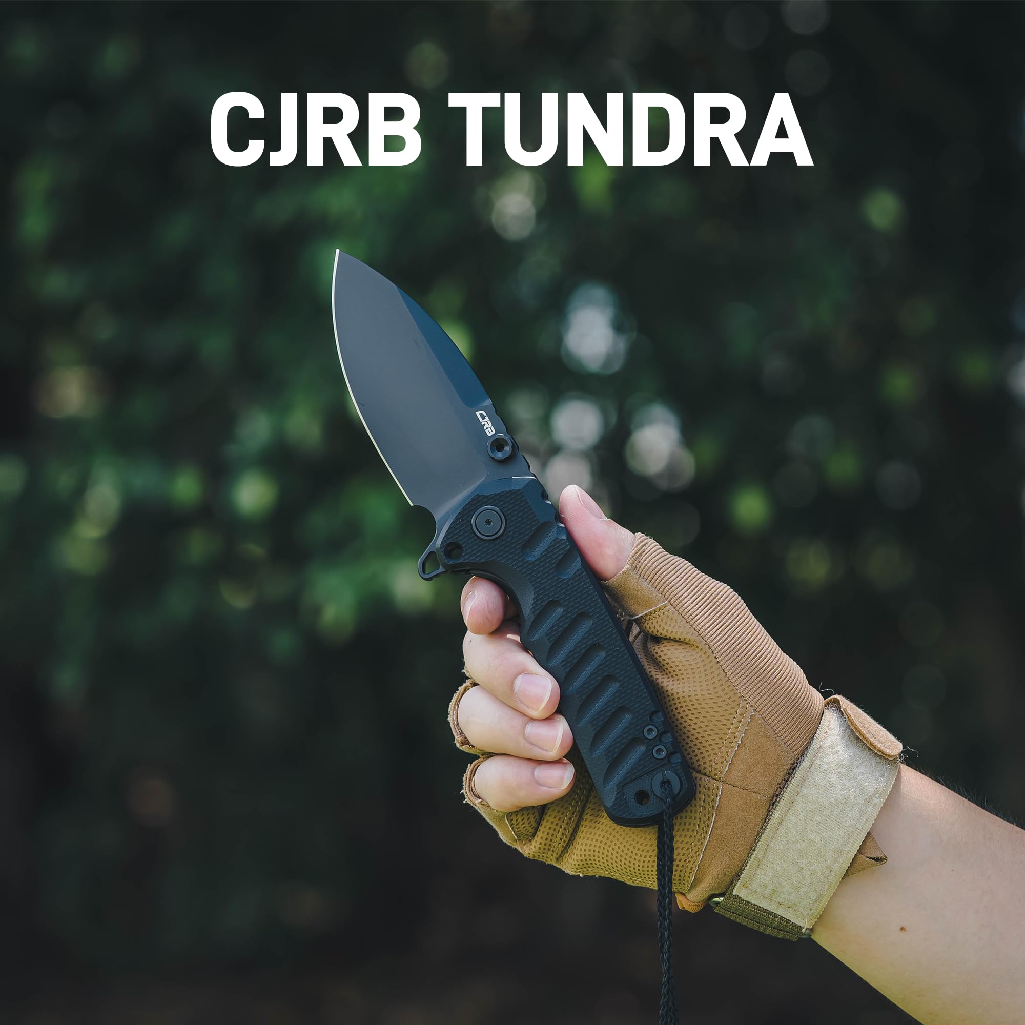 CJRB Tundra Liner Lock Knife Smooth Black G10 Handle (3.7