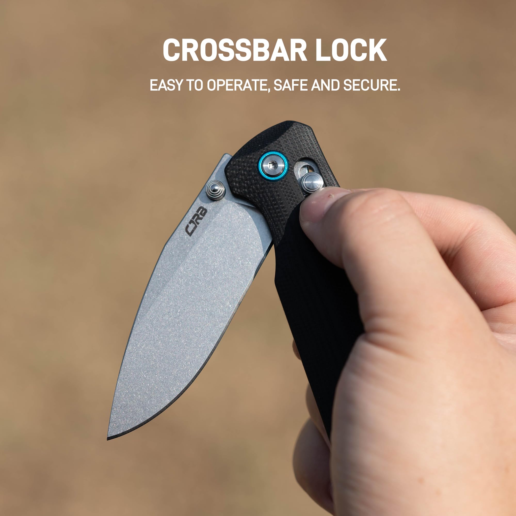 CJRB Maximal Crossbar Lock Knife Black G10 Handle (2.95''