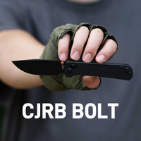 CJRB Bolt Thumbs Stud Recoil Lock Knife Black G10 Handle (3.25'' Black PVD Coating AR-RPM9 Blade) J1960-BBK