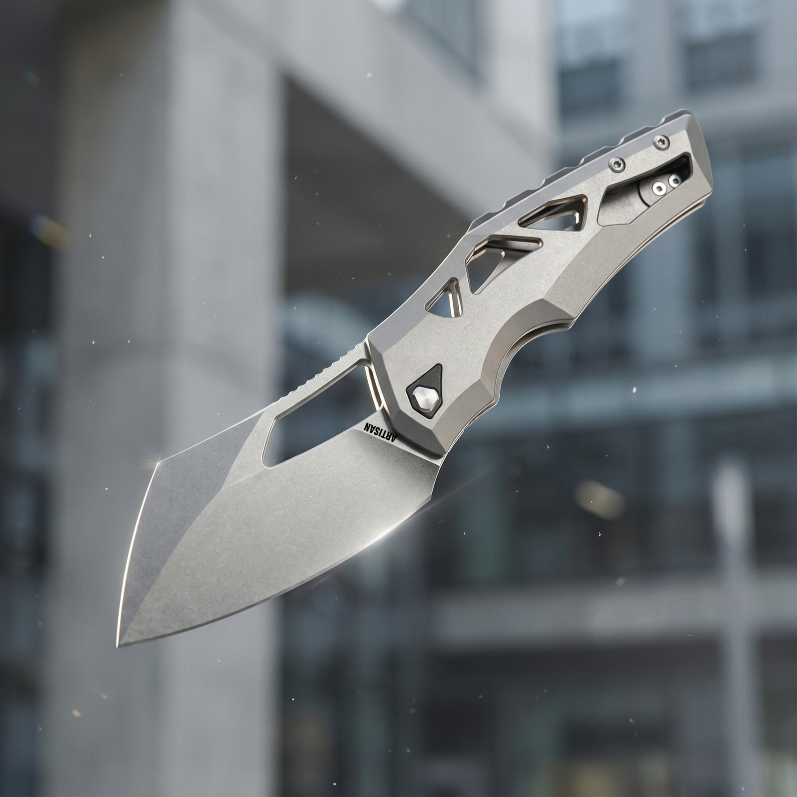 Artisan Cutlery Tortoise 1884G S35VN Steel Blade Titanium Handle Folding Knives Grey