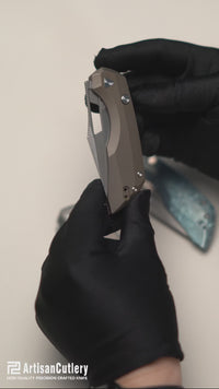 ArtisanCutlery Mousebird Thumb Hole Top Liner Lock EDC Knife Titanium Handle Titanium Clip(3'' S35VN Stone Wash Blade ) 1889G-GY