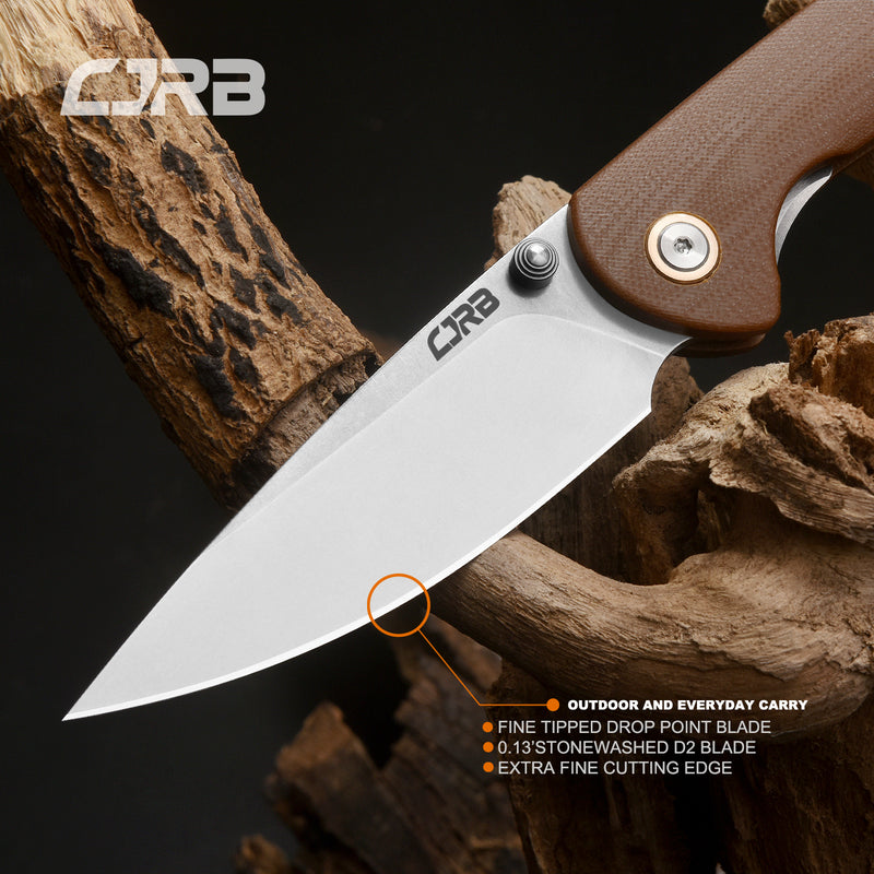 CJRB Feldspar J1912S D2/AR-RPM9 Blade G10(contoured & CNC pattern texture) Handle Folding Knives