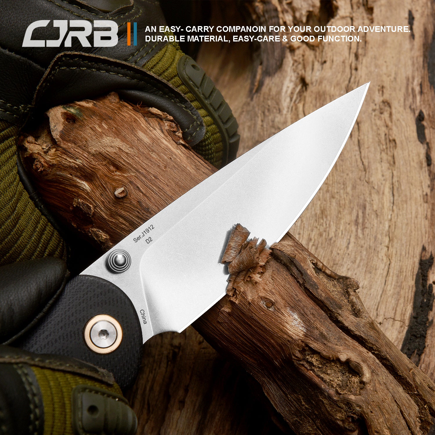 CJRB Feldspar J1912 D2/AR-RPM9 Blade G10(contoured & CNC pattern texture) Handle Folding Knives