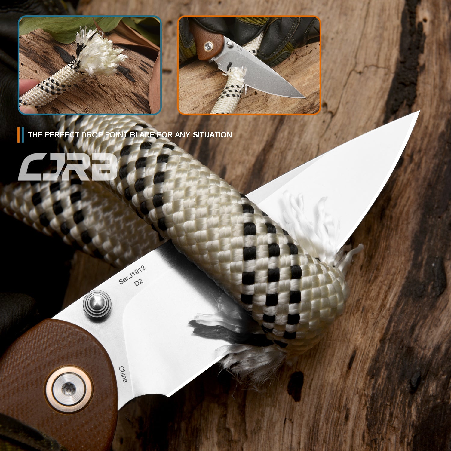 CJRB Feldspar J1912 D2/AR-RPM9 Blade G10(contoured & CNC pattern texture) Handle Folding Knives