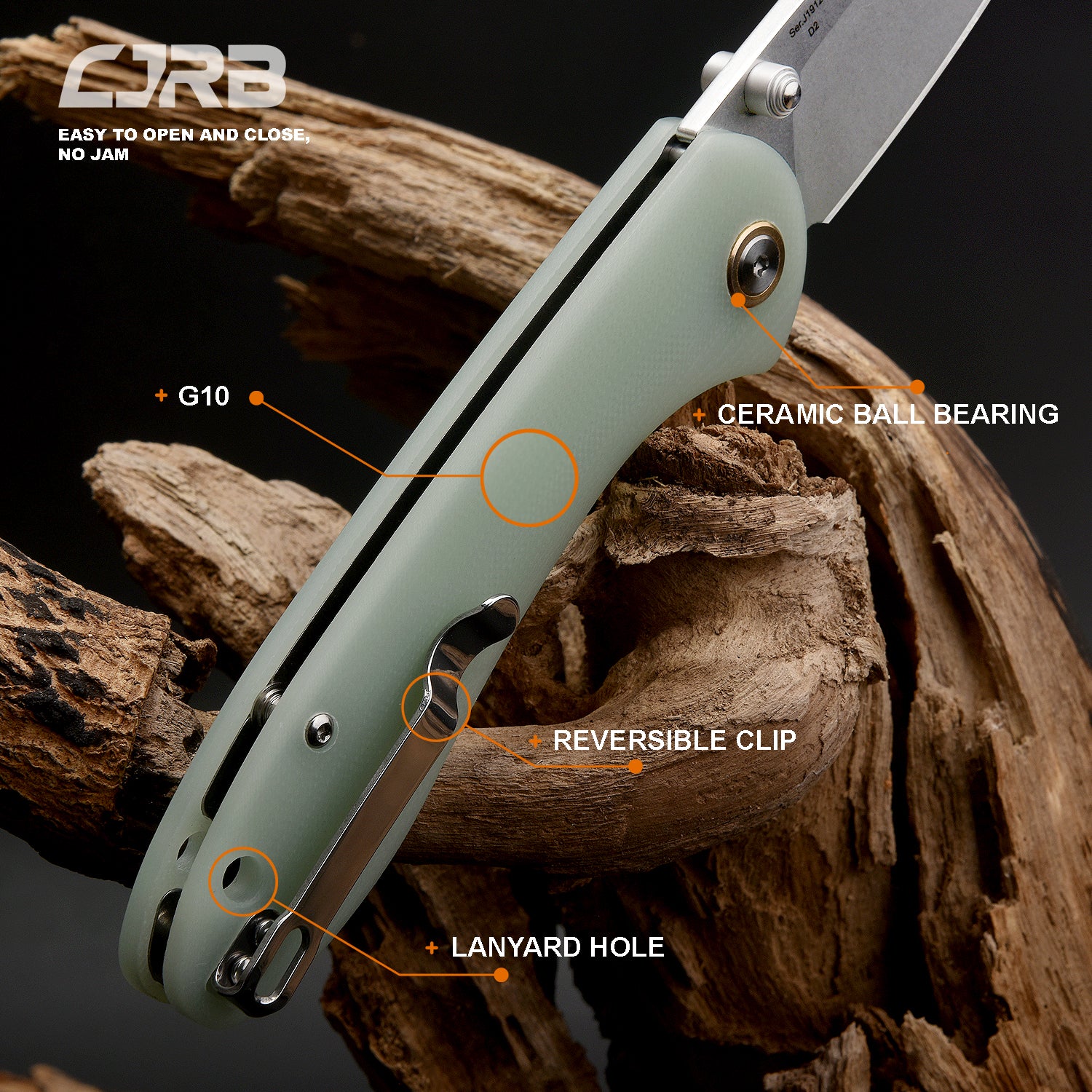 CJRB Feldspar J1912 D2/AR-RPM9 Blade G10(contoured & CNC pattern texture) Handle Folding Knives