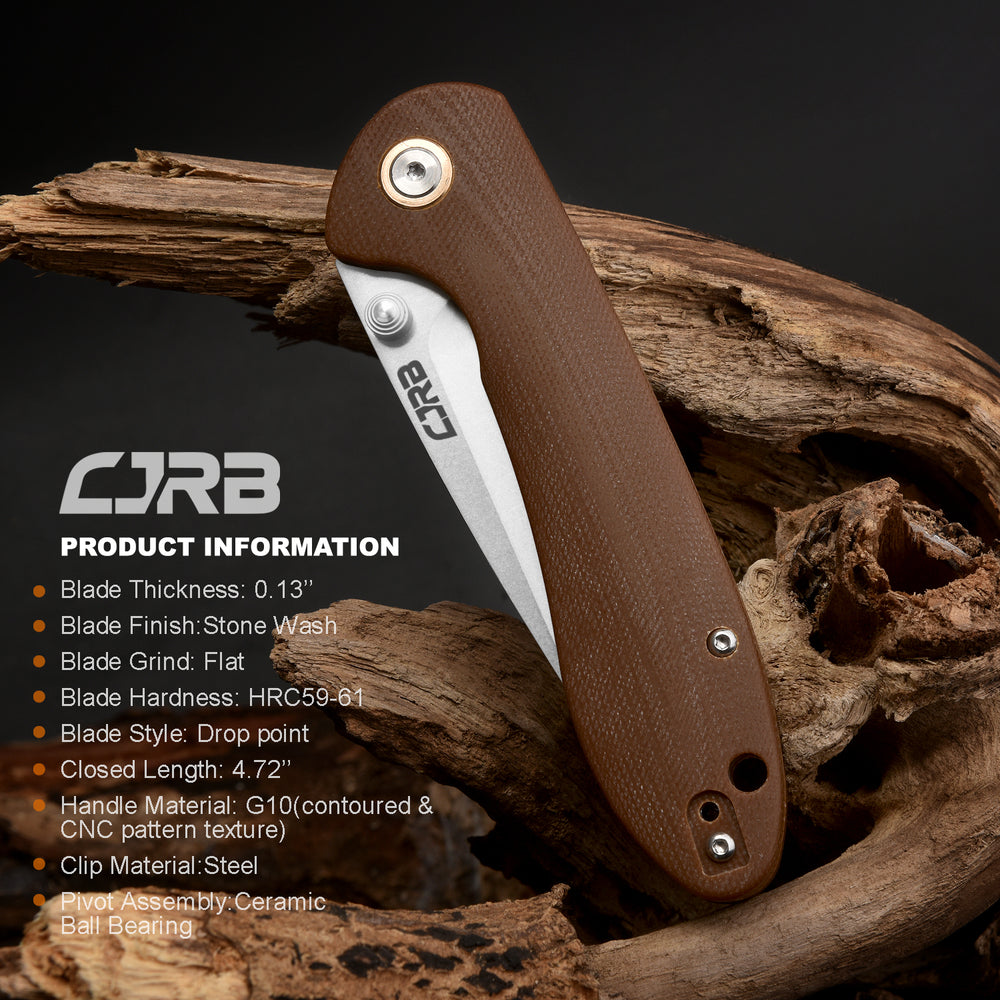 CJRB Feldspar J1912S D2/AR-RPM9 Blade G10(contoured & CNC pattern texture) Handle Folding Knives