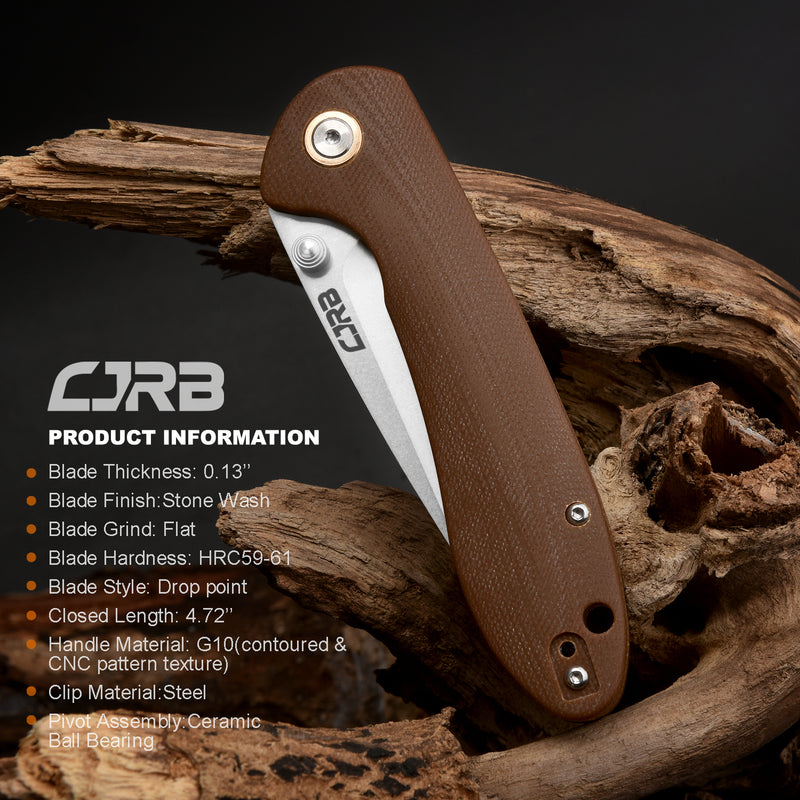 CJRB Feldspar J1912S D2/AR-RPM9 Blade G10(contoured & CNC pattern texture) Handle Folding Knives