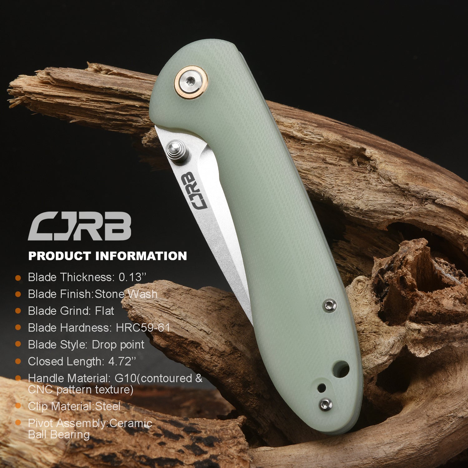 CJRB Feldspar J1912 D2/AR-RPM9 Blade G10(contoured & CNC pattern texture) Handle Folding Knives