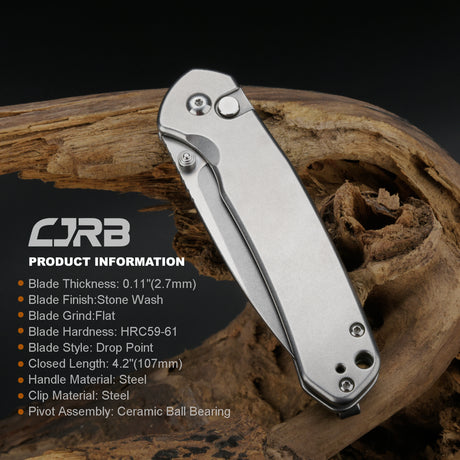 CJRB Pyrite J1925 AR-RPM9 Steel Blade Steel Handle Folding Knives