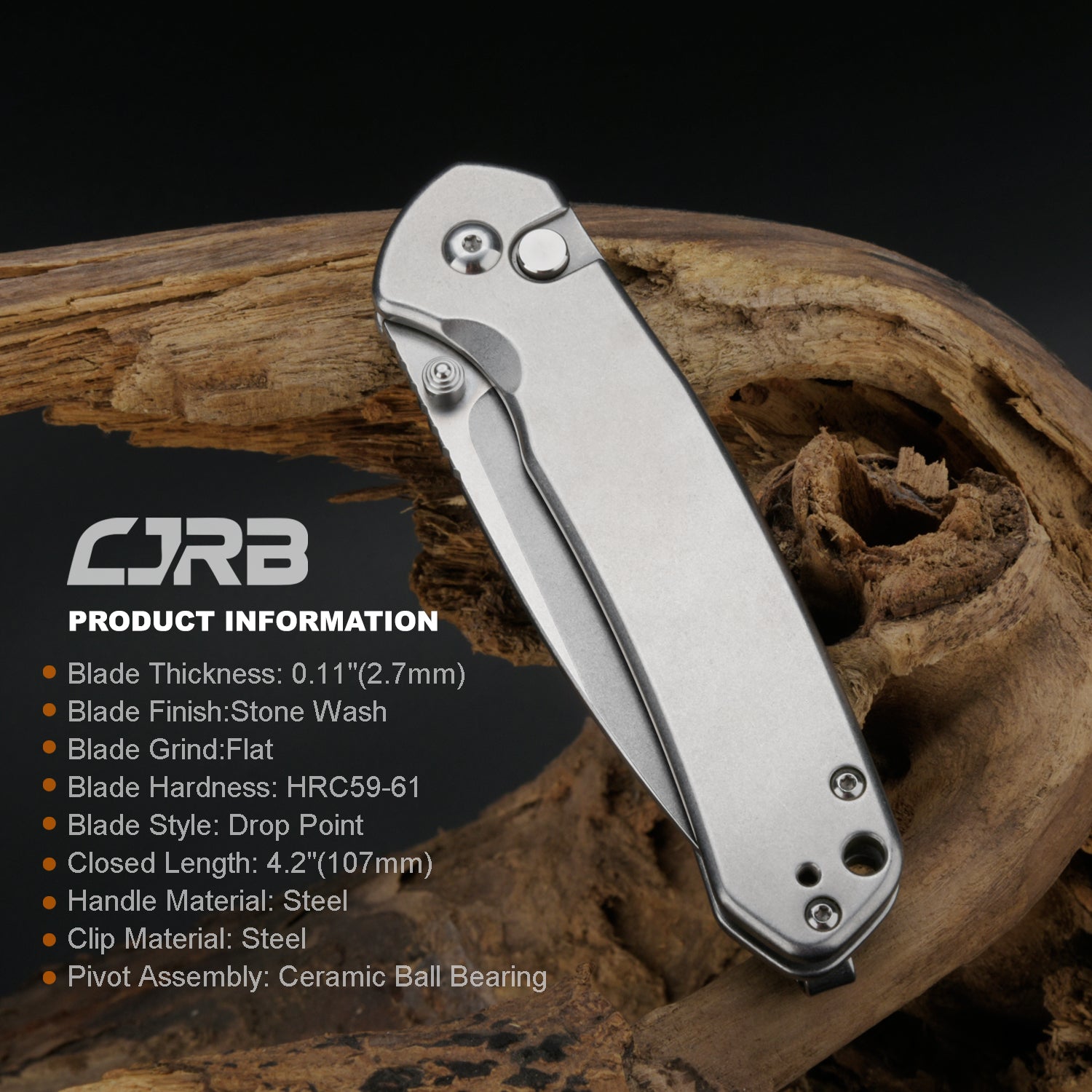 CJRB Pyrite J1925 AR-RPM9 POWDER STEEL BLADE STEEL HANDLE FOLDING KNIVES
