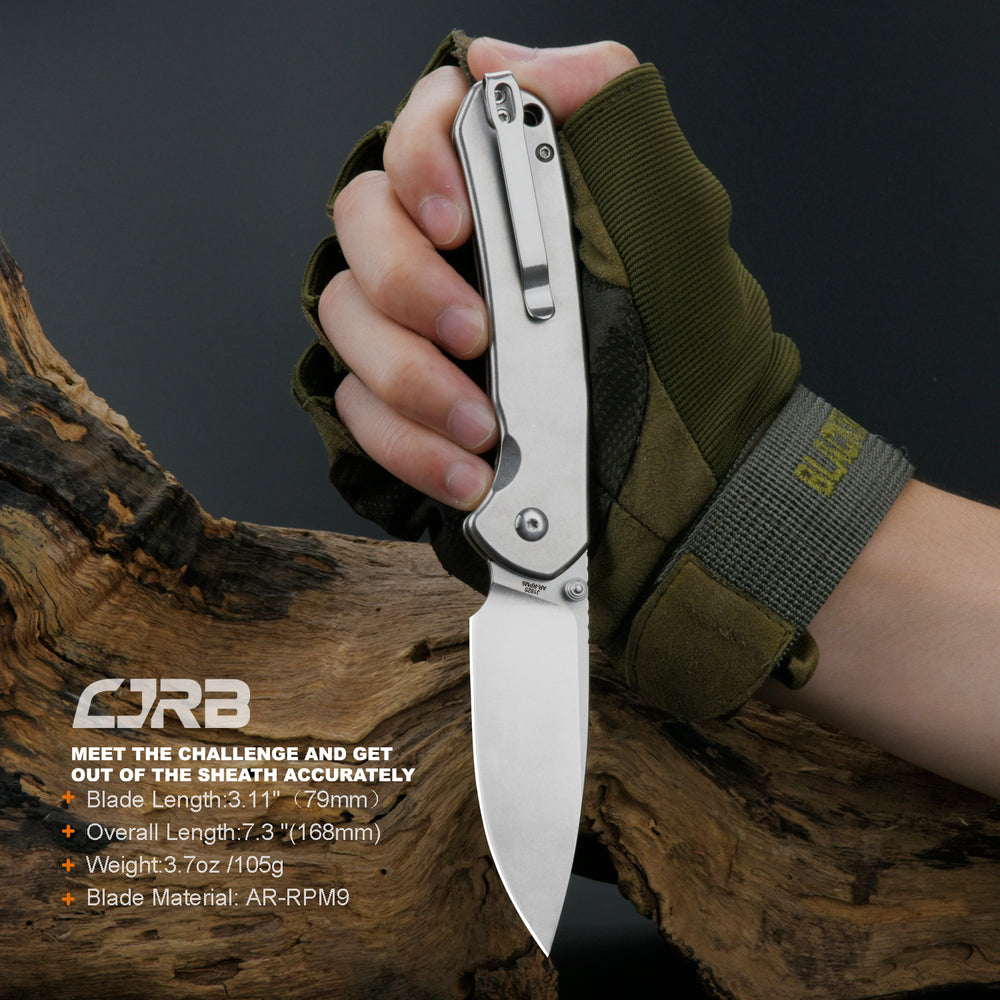 CJRB Pyrite J1925 AR-RPM9 Steel Blade Steel Handle Folding Knives